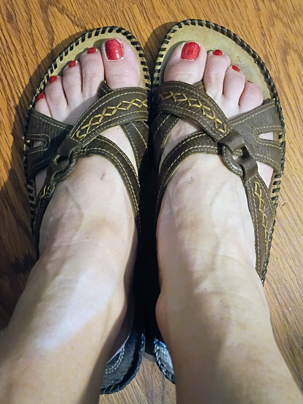Clarks Brown Leather Crisscross Strap Sandals